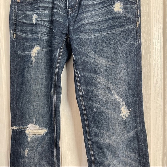 A noname Jean Joelle Boot Cut Jeans Frayed destroyed Faded Denim Size 6 Like New - Picture 7 of 9